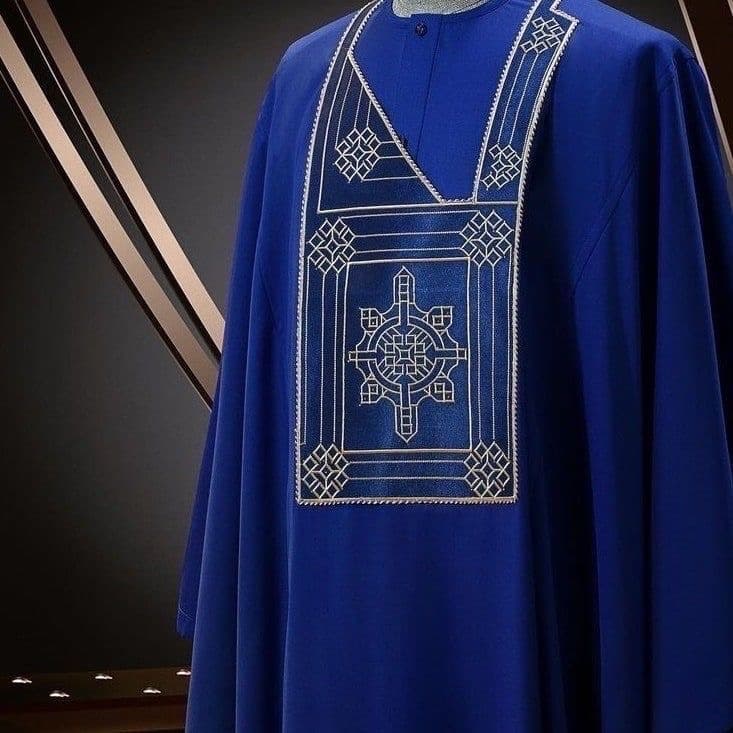 Royal Blue Embroidered Agbada Top And Down